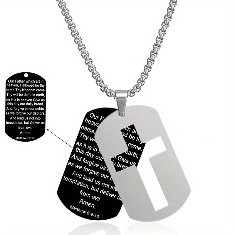 1pc Stainless Steel Dog Tag Cross Necklaces For Men