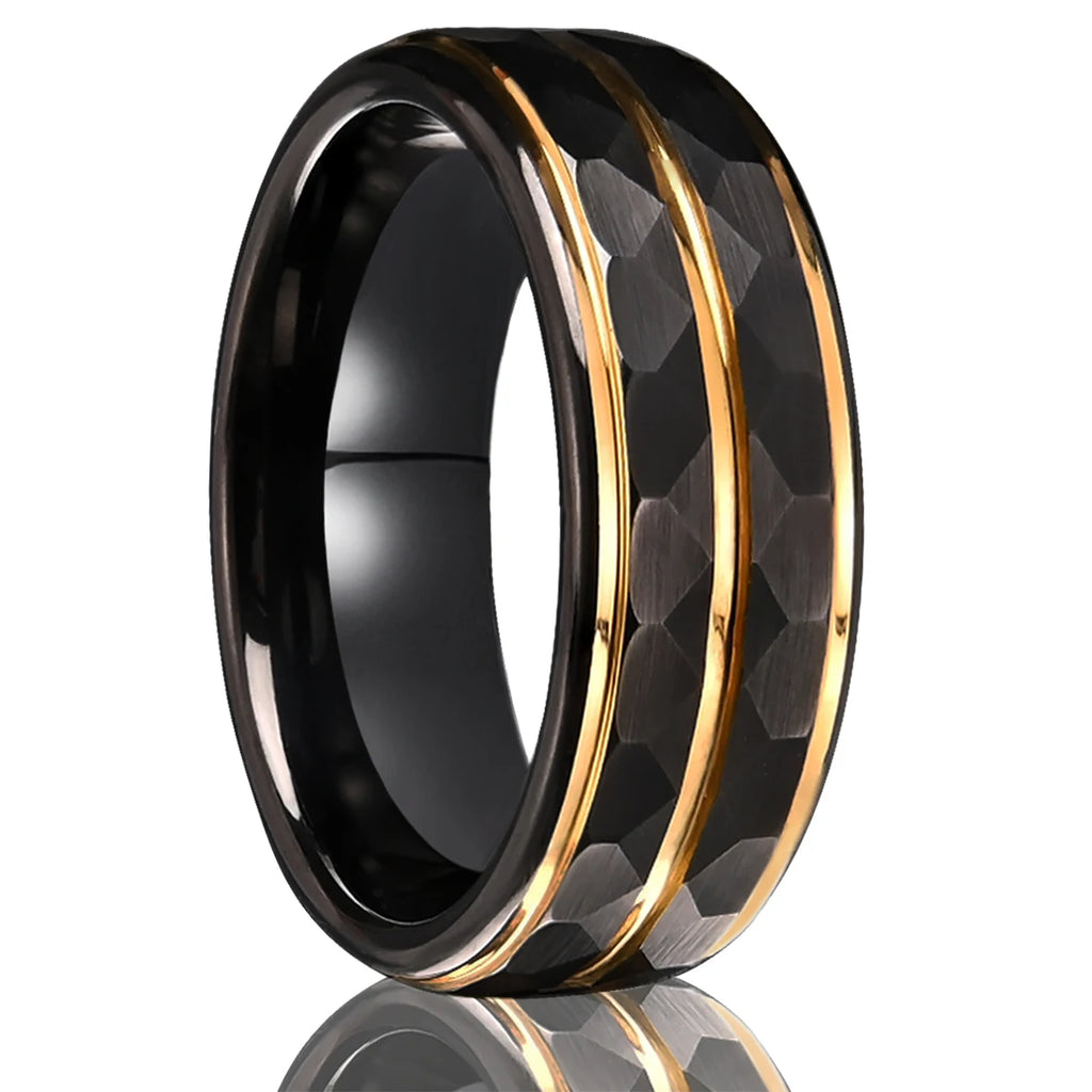 Black and Gold tungsten ring