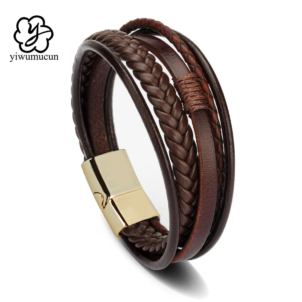 Trendy Leather Bracelets For Men Stainless Steel Bracelet