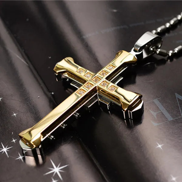 Men's diamond cross pendant necklace fashion trend jewelry gift