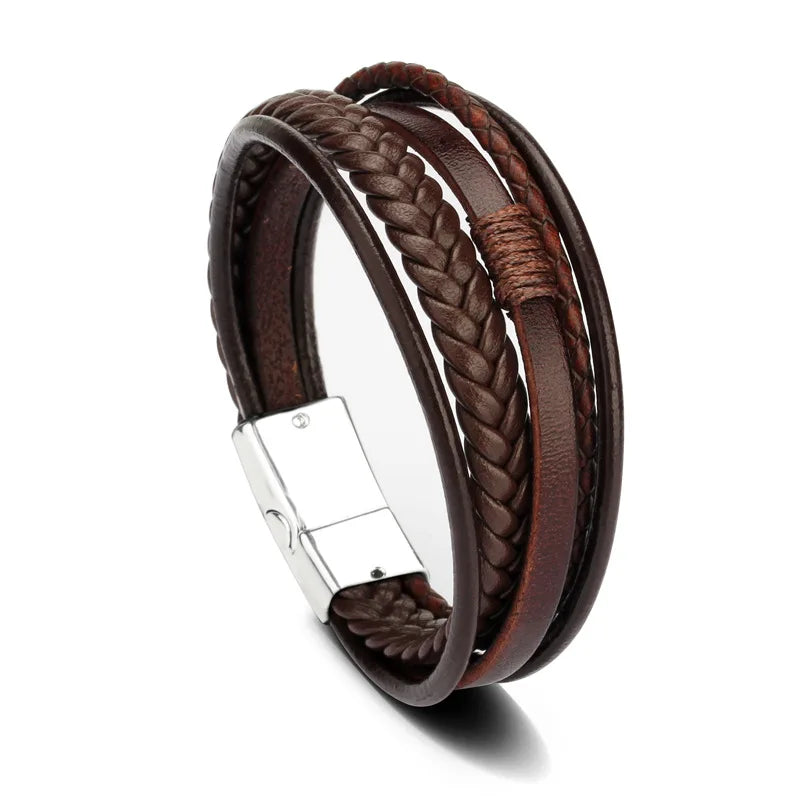 Trendy Leather Bracelets For Men Stainless Steel Bracelet