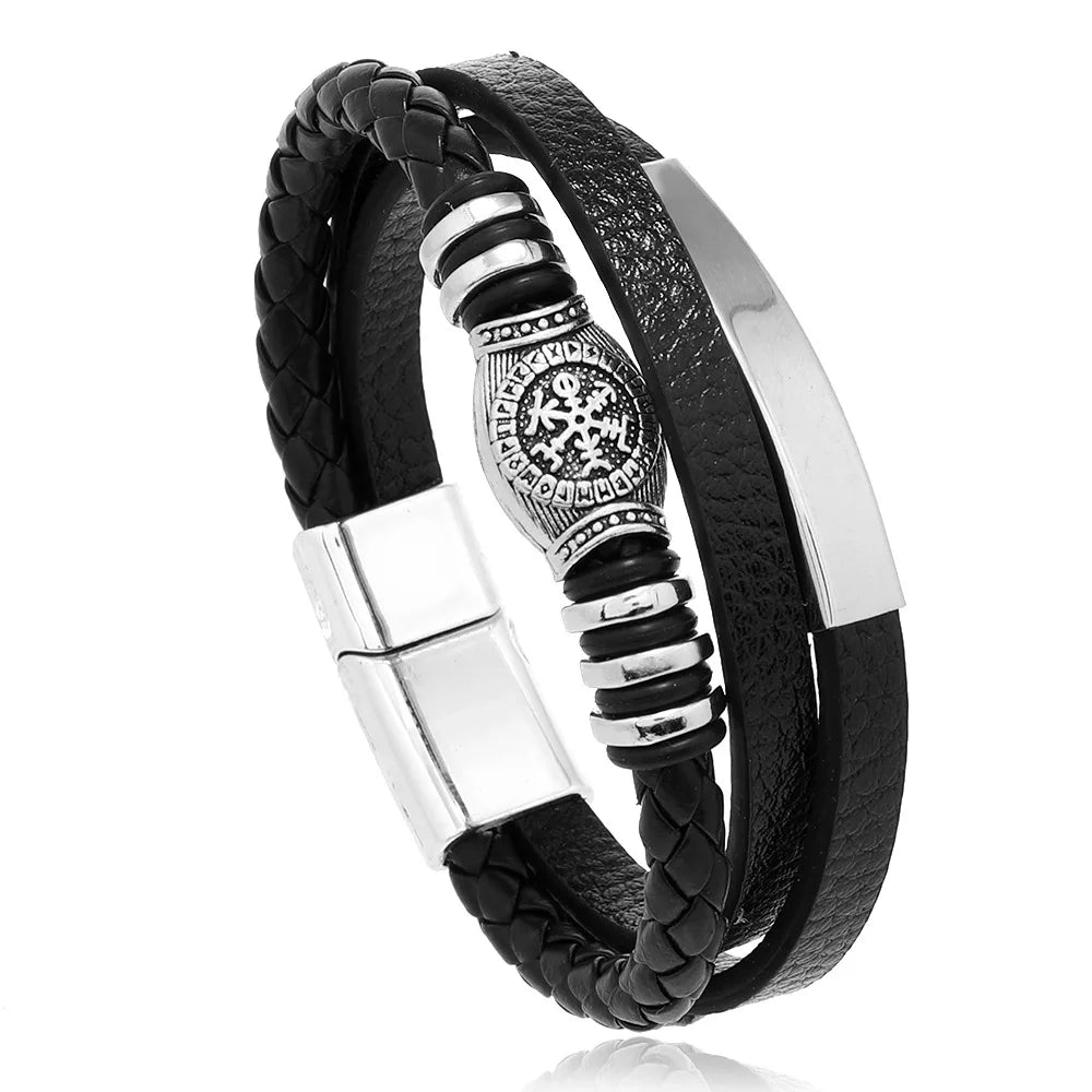 Trendy Leather Bracelets For Men Stainless Steel Bracelet