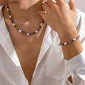Small Wood and Polymer Clay Beads Chains Necklace and Bracelect Sets