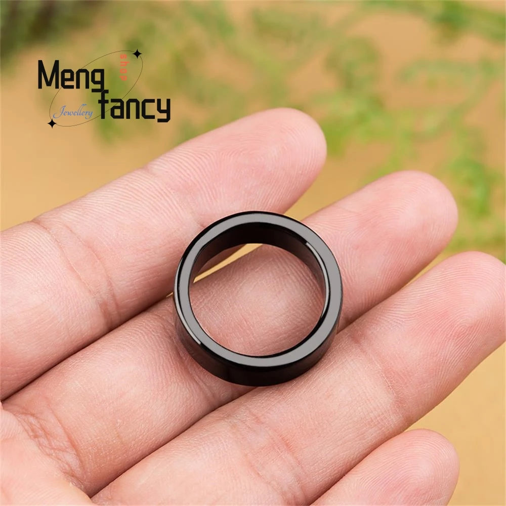Genuine Natural Jadeite Ink  Rings for Men