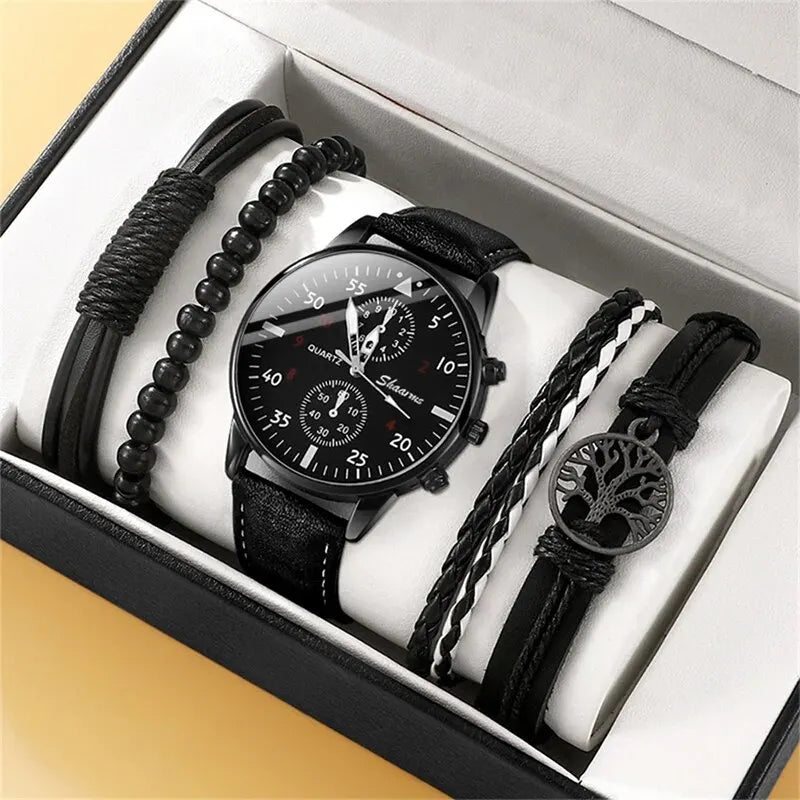 Fashion Business Brown Leather Quartz Wrist Watches for Men