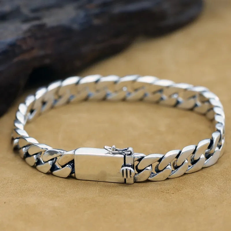 Silver Plated High Quality Fashion Miami Cuban Chain Bracelet Men's