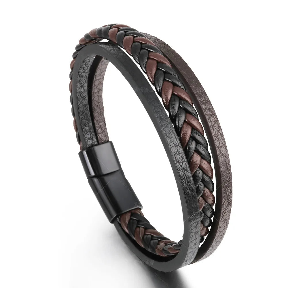 Trendy Leather Bracelets For Men Stainless Steel Bracelet