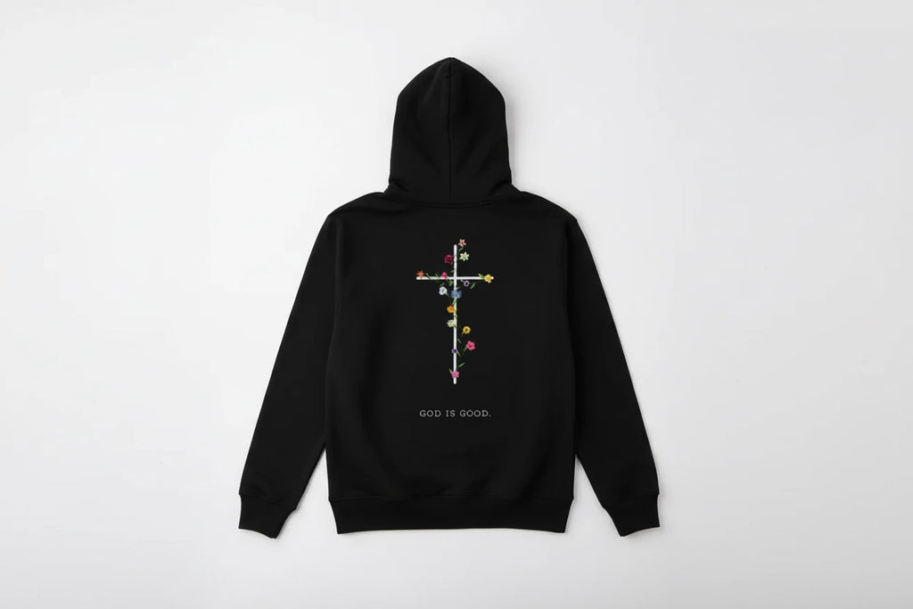 God is Good (flowers and cross)