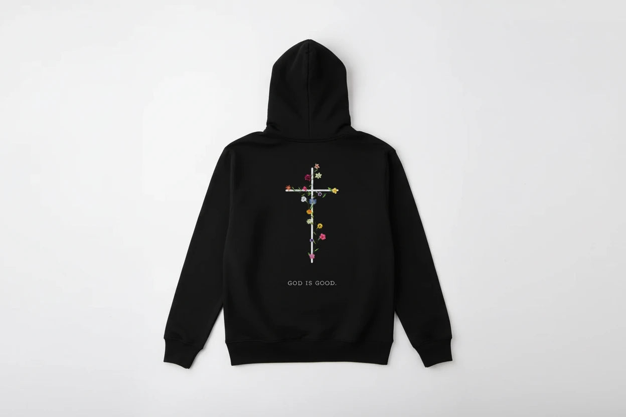 God is Good (flowers and cross)