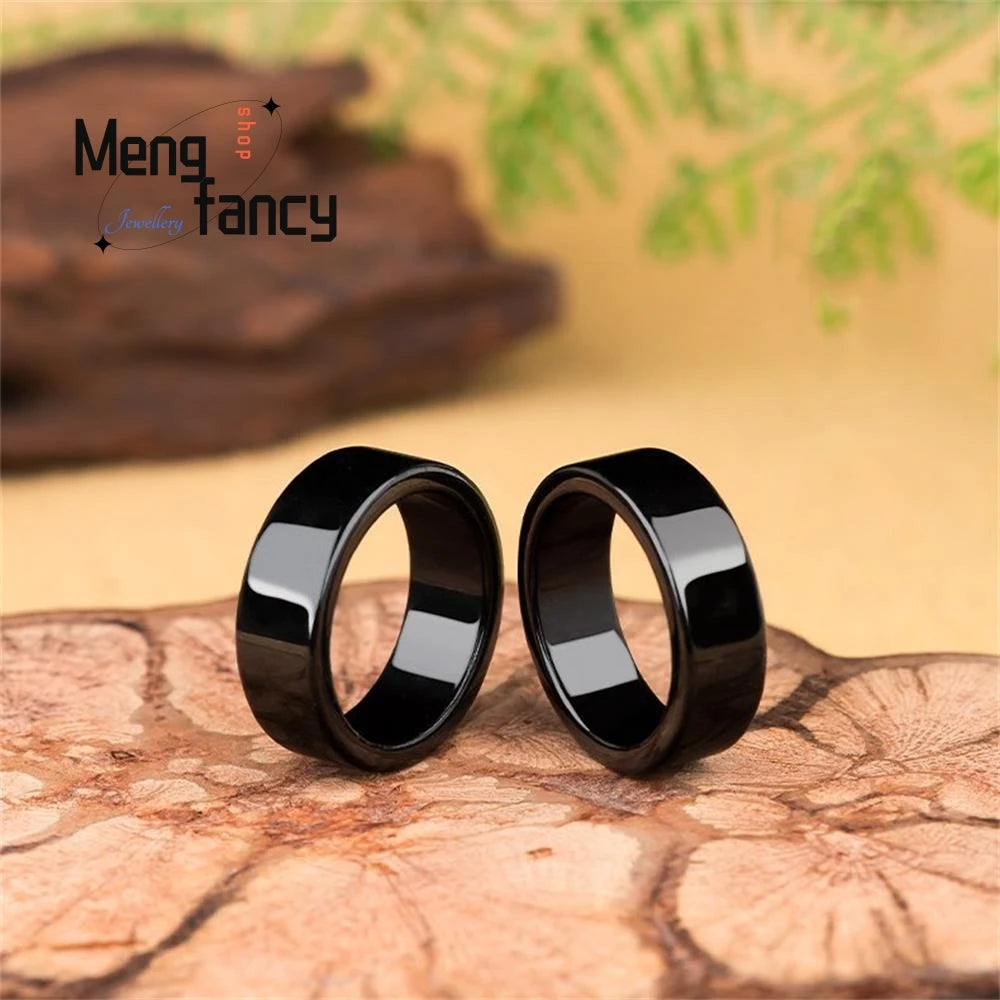 Genuine Natural Jadeite Ink  Rings for Men