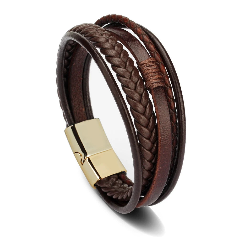 Trendy Leather Bracelets For Men Stainless Steel Bracelet