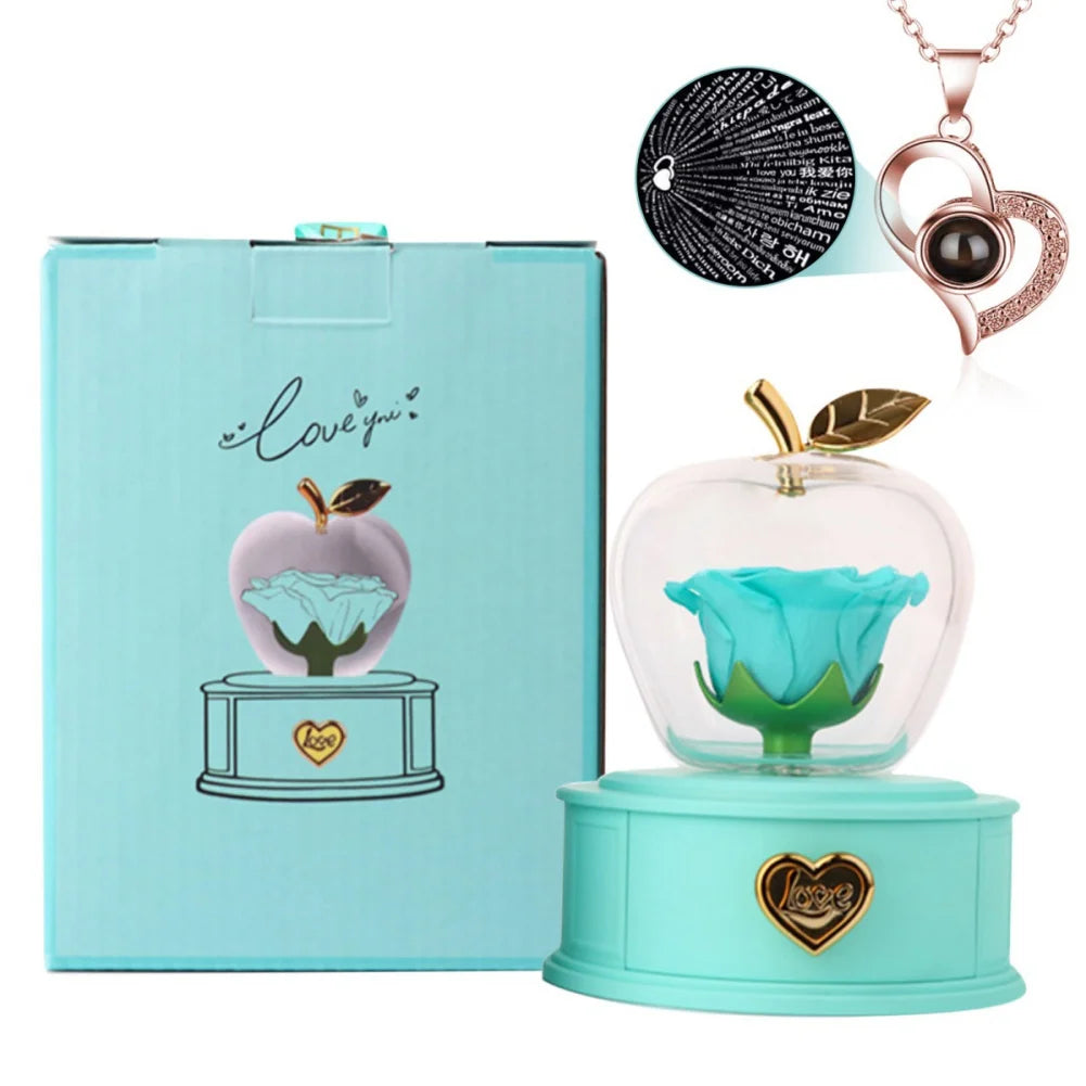 Plastic Preserved Rose with Necklace Eternal Rose Gifts