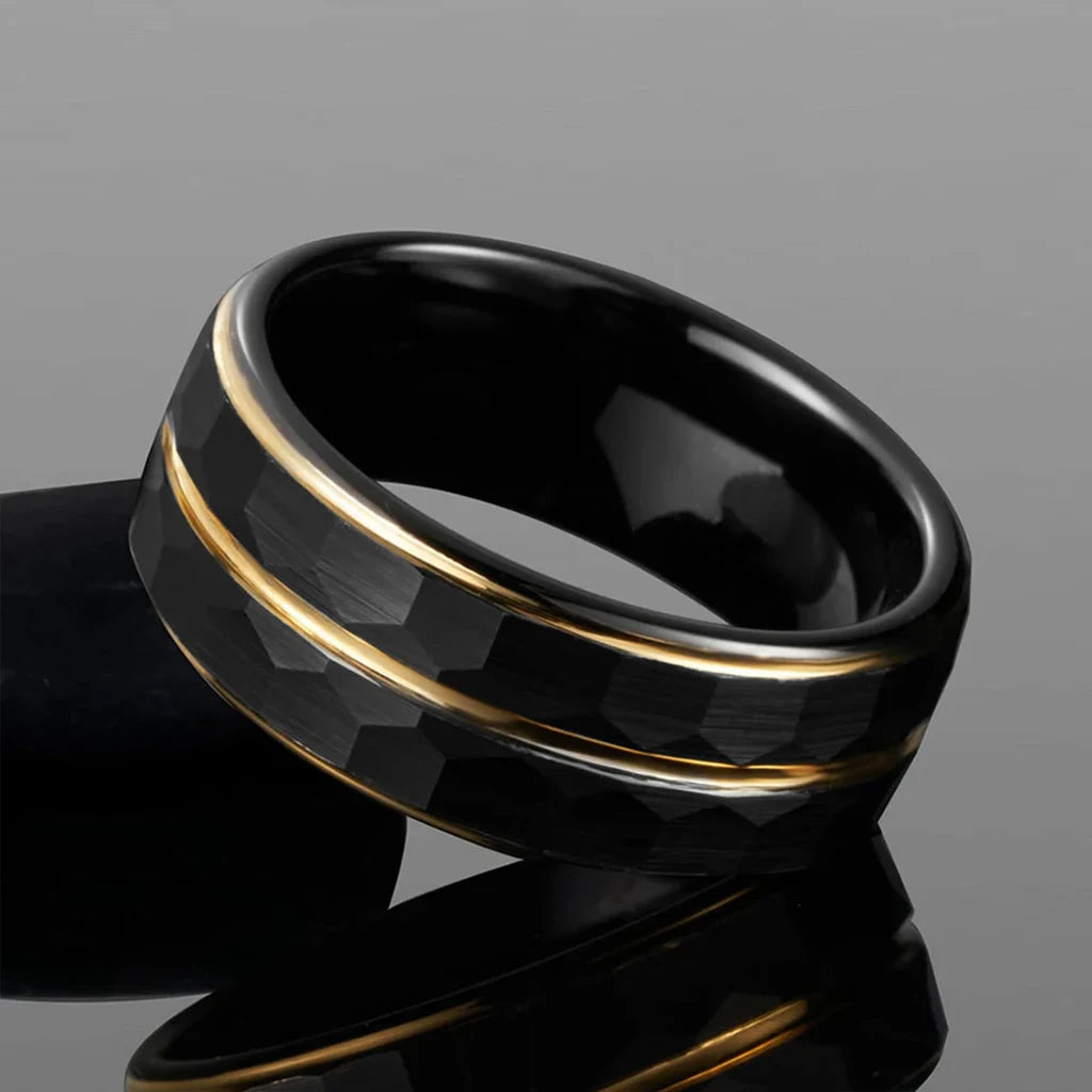 Black and Gold tungsten ring
