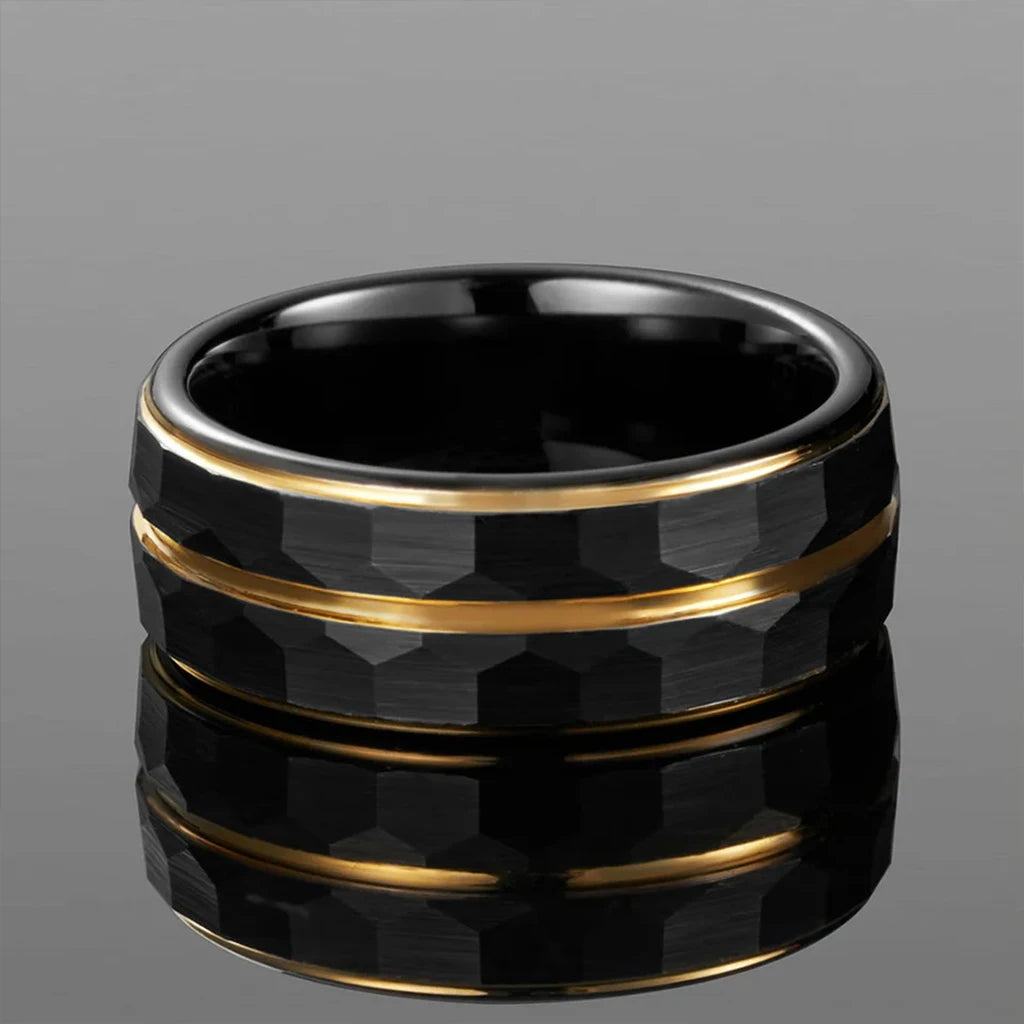 Black and Gold tungsten ring