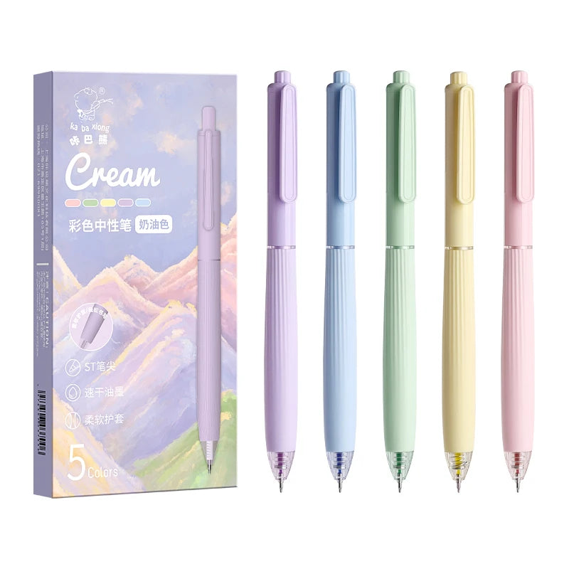 5Pcs/Box Colored Gel Pens Retractable 0.5mm Ink Quick-Dry Pens