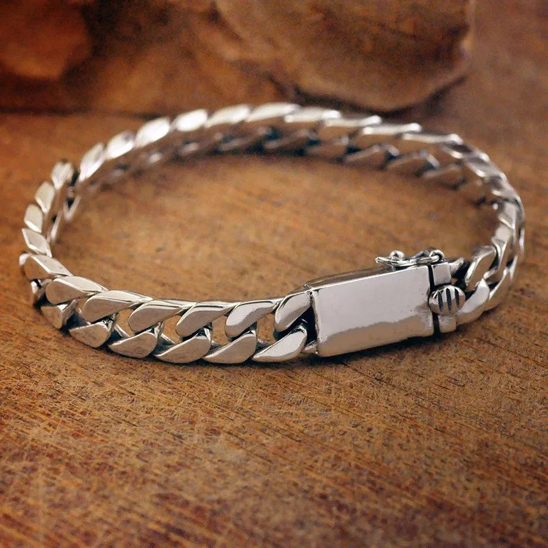 Silver Plated High Quality Fashion Miami Cuban Chain Bracelet Men's