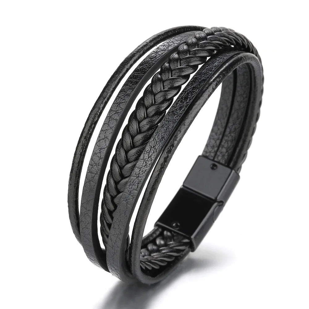 Trendy Leather Bracelets For Men Stainless Steel Bracelet