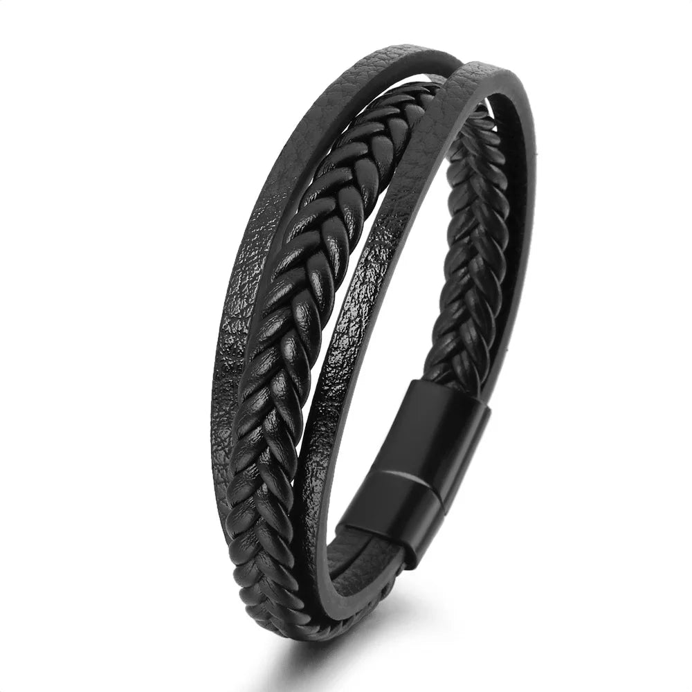 Trendy Leather Bracelets For Men Stainless Steel Bracelet