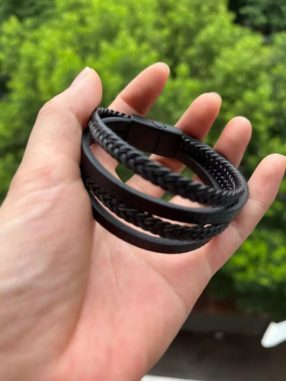 Trendy Leather Bracelets Men Stainless Steel Multilayer Braided Rope Bracelets For Male Bracelets Jewelry