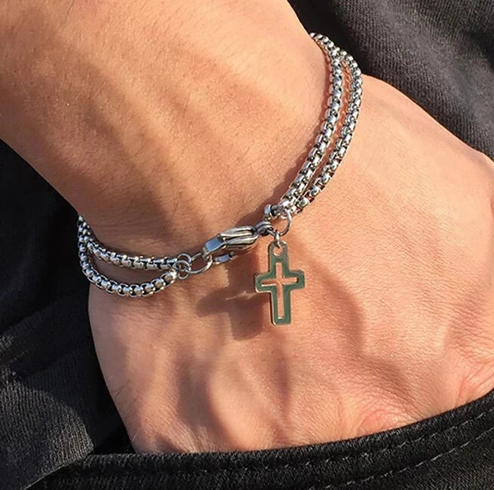 Men's Fashion Double Chain Cross