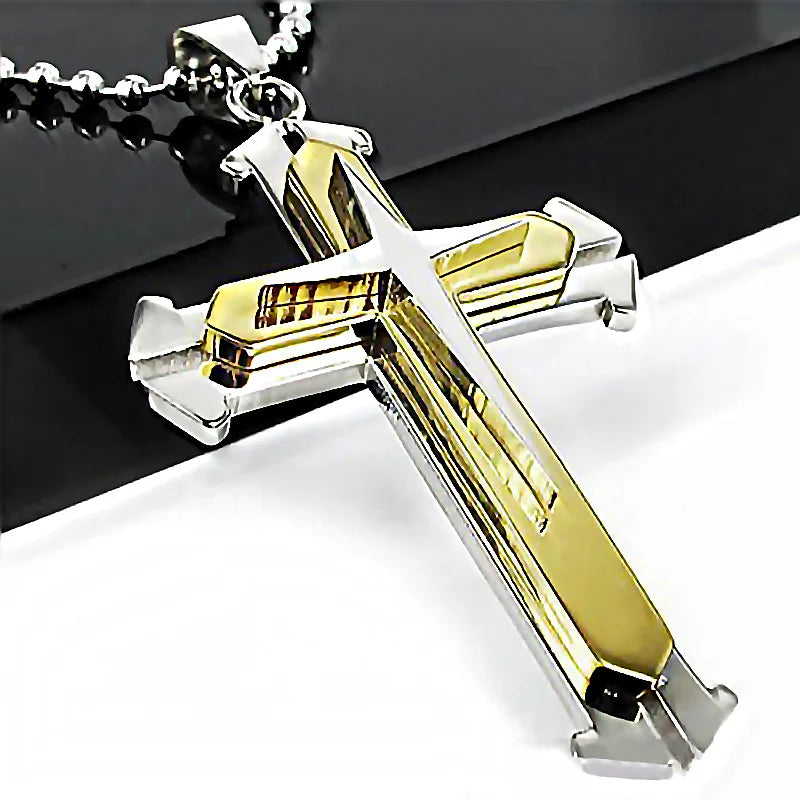 Men's diamond cross pendant necklace fashion trend jewelry gift
