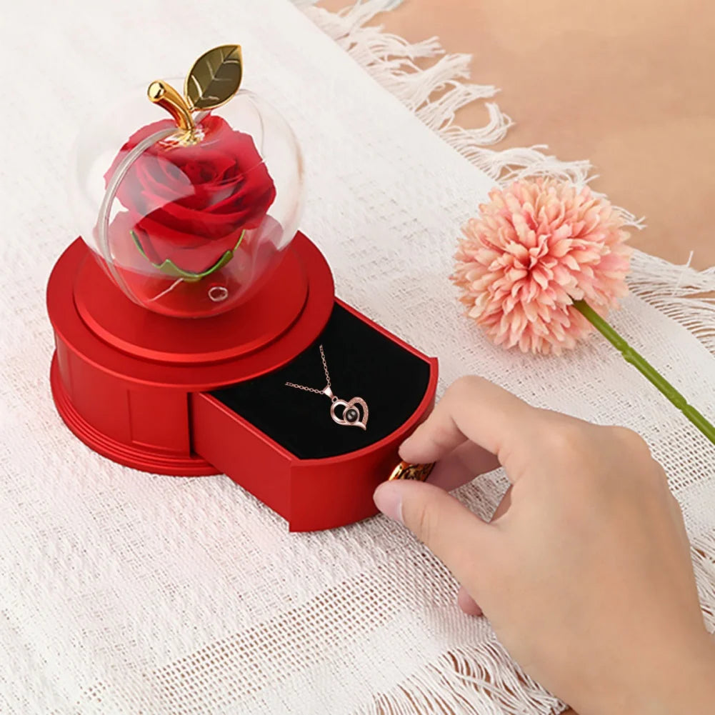 Plastic Preserved Rose with Necklace Eternal Rose Gifts