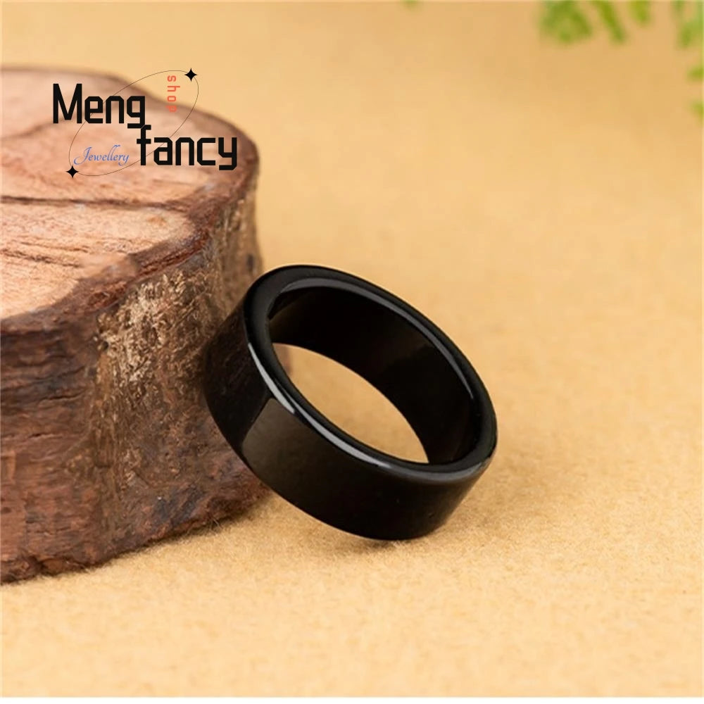 Genuine Natural Jadeite Ink  Rings for Men