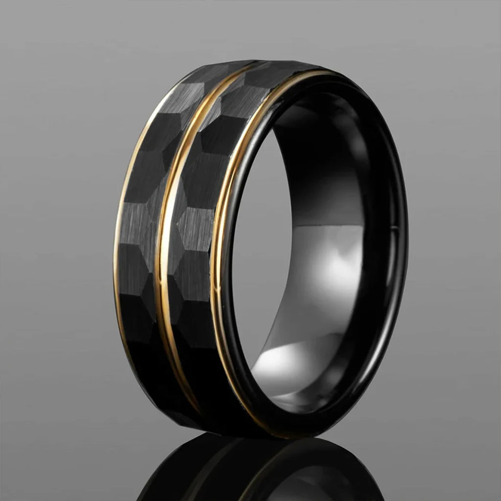 Black and Gold tungsten ring