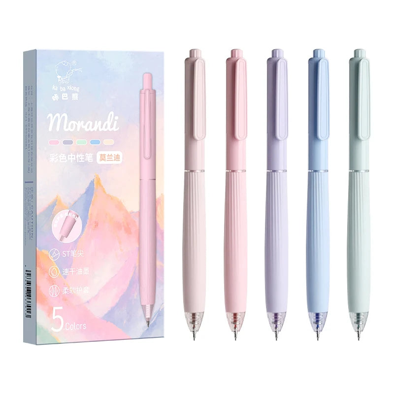 5Pcs/Box Colored Gel Pens Retractable 0.5mm Ink Quick-Dry Pens