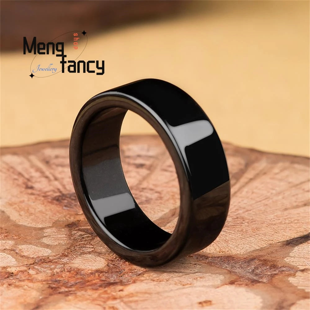 Genuine Natural Jadeite Ink  Rings for Men