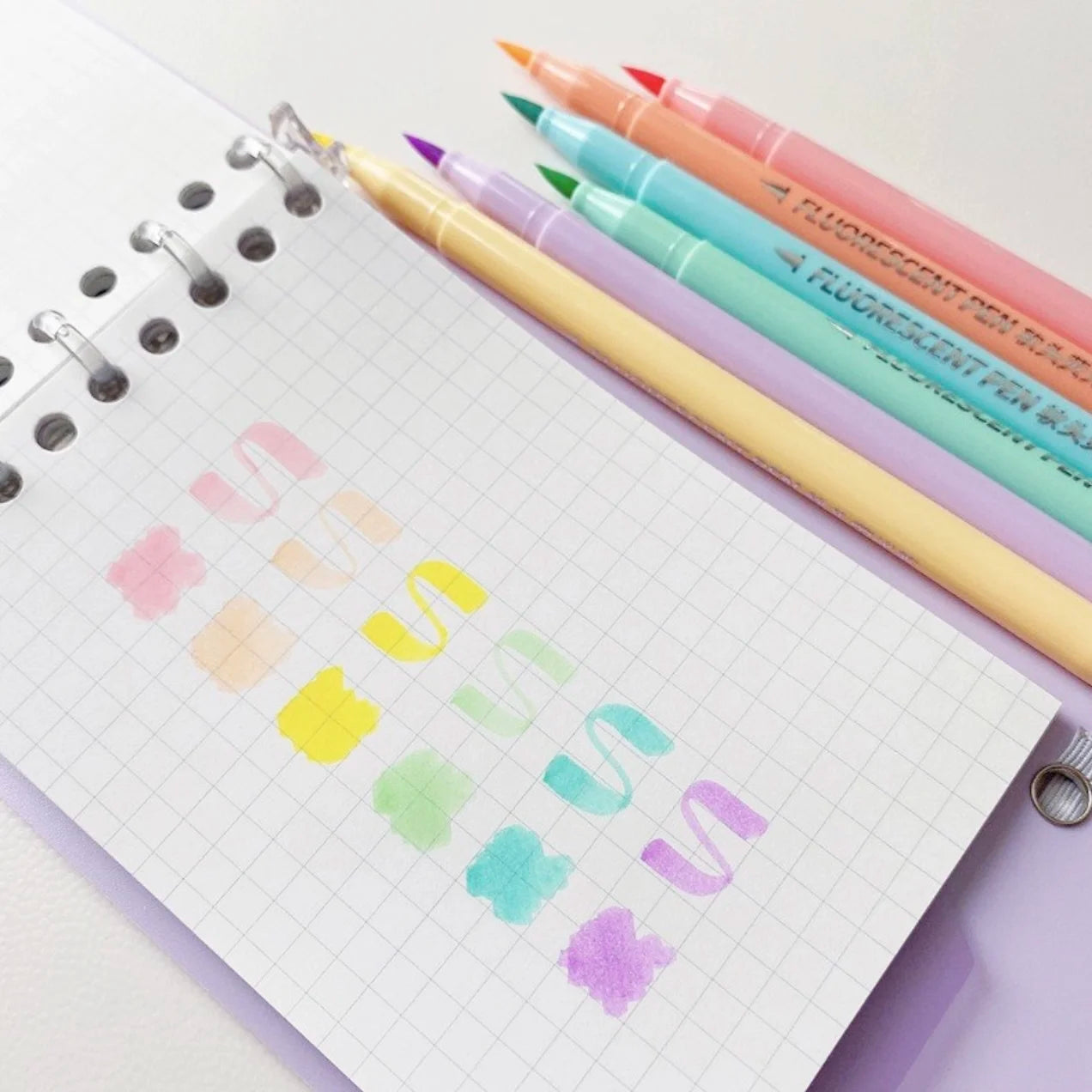 Vibrant Fluorescent Soft Brush pens highlighter