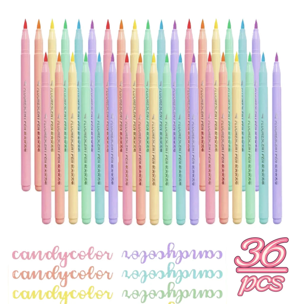 Vibrant Fluorescent Soft Brush pens highlighter