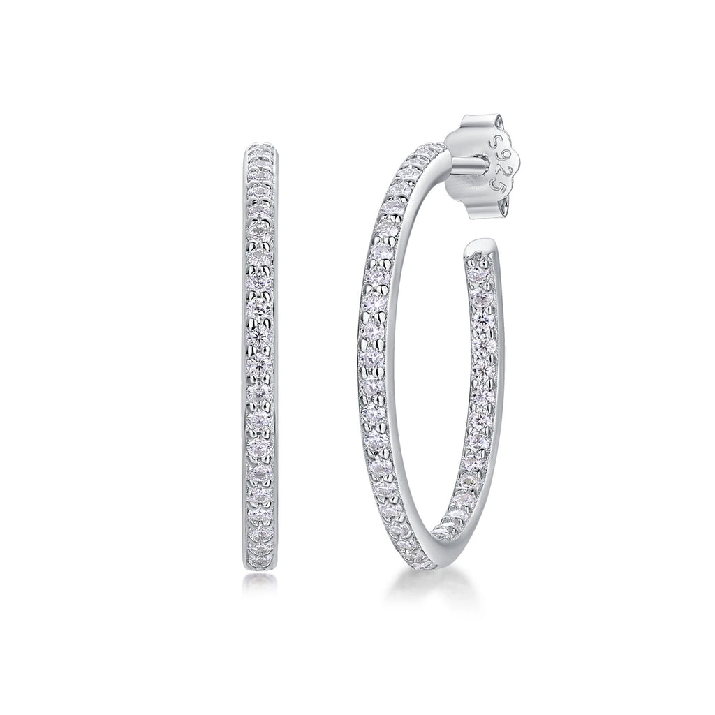 1pair Moissanite Earrings Hoop Sterling Silver 18K Gold Plated