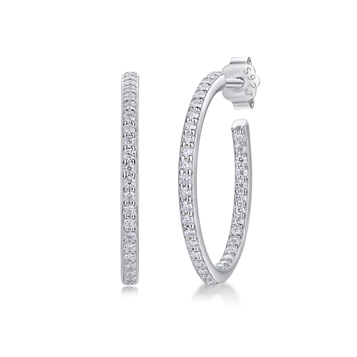 1pair Moissanite Earrings Hoop Sterling Silver 18K Gold Plated