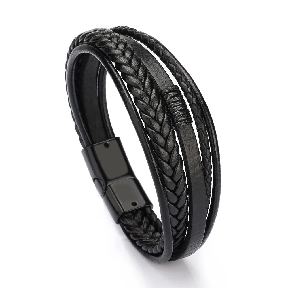Trendy Leather Bracelets For Men Stainless Steel Bracelet