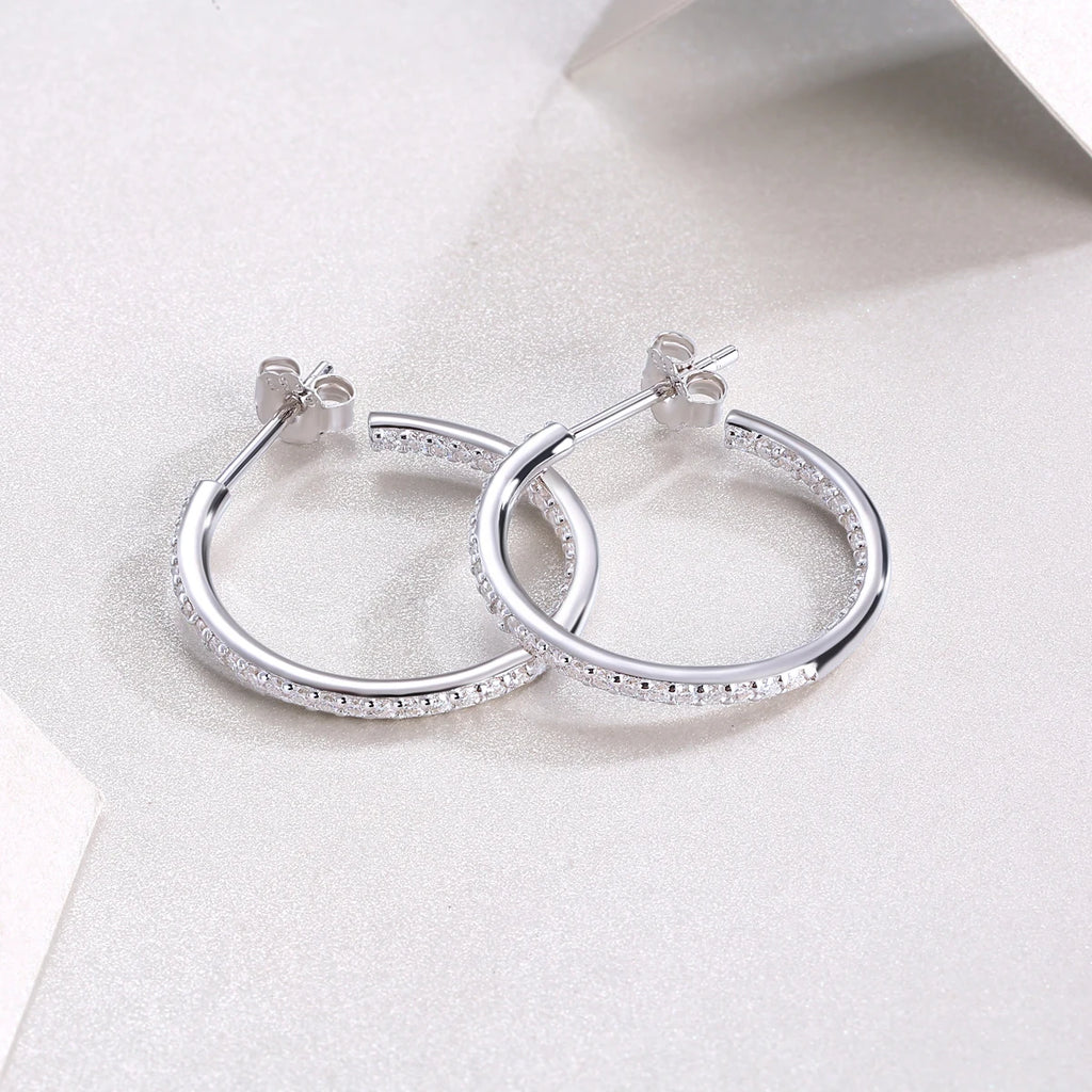 1pair Moissanite Earrings Hoop Sterling Silver 18K Gold Plated