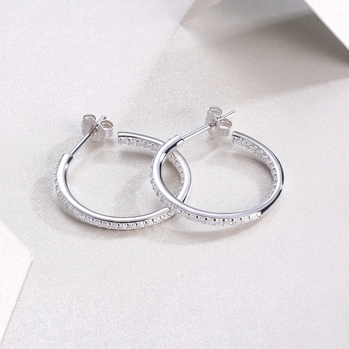 1pair Moissanite Earrings Hoop Sterling Silver 18K Gold Plated