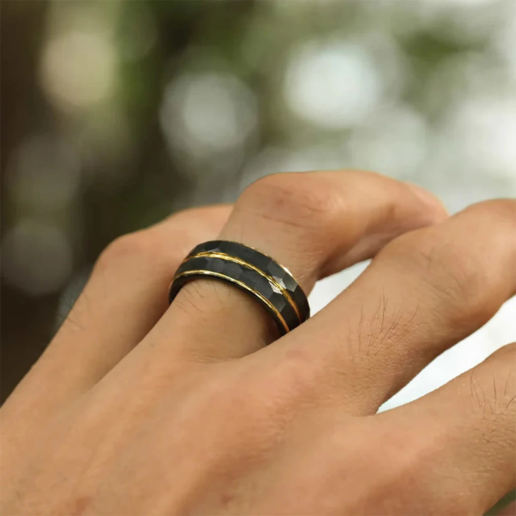 Black and Gold tungsten ring