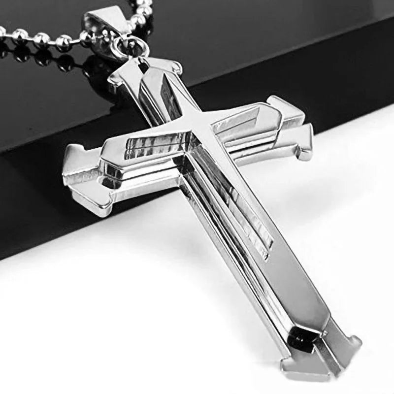 Men's diamond cross pendant necklace fashion trend jewelry gift