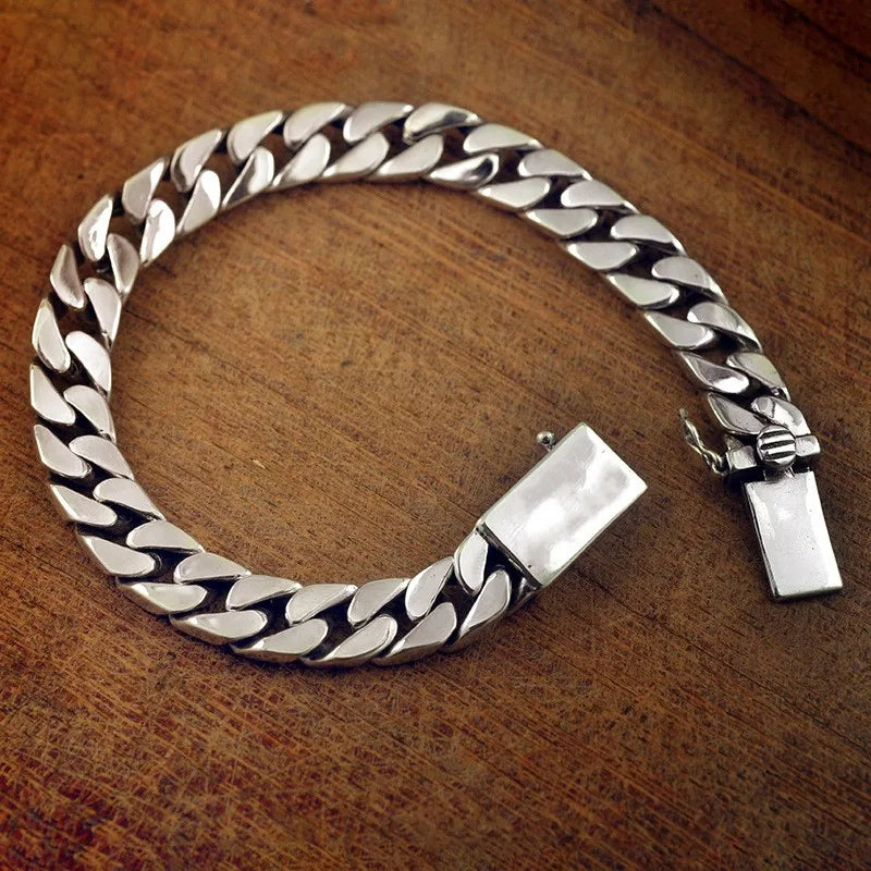 Silver Plated High Quality Fashion Miami Cuban Chain Bracelet Men's