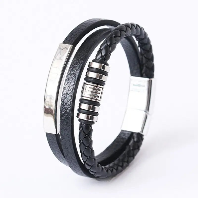 Trendy Leather Bracelets For Men Stainless Steel Bracelet