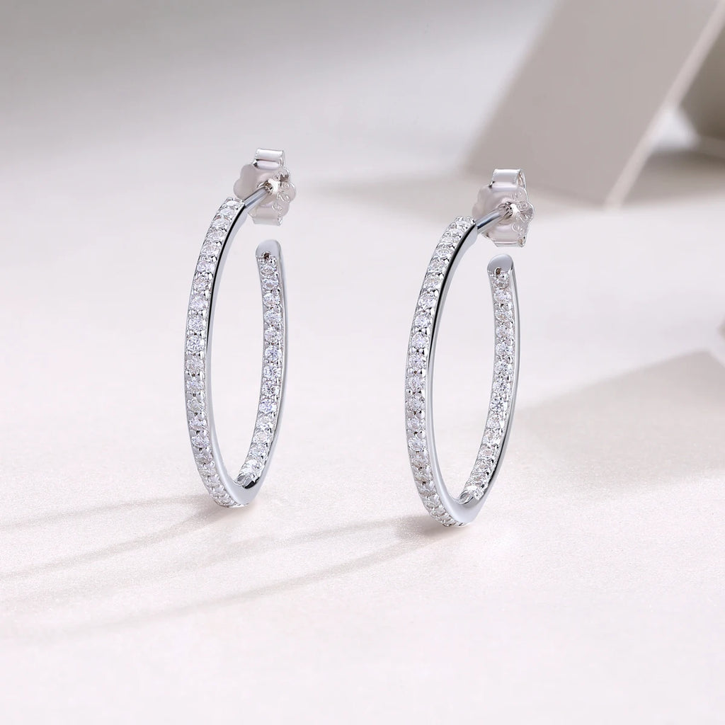 1pair Moissanite Earrings Hoop Sterling Silver 18K Gold Plated
