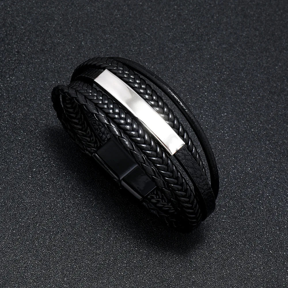 Trendy Leather Bracelets For Men Stainless Steel Bracelet