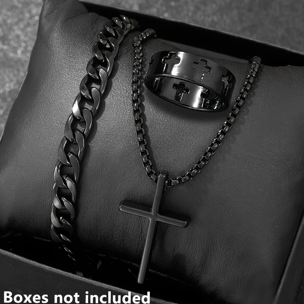 Men's 3pcs Fashion Cross Alloy Jewelry Set