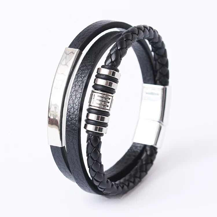 Trendy Leather Bracelets For Men Stainless Steel Bracelet
