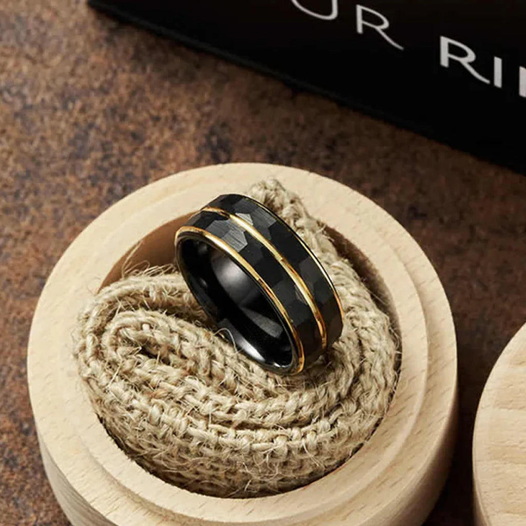 Black and Gold tungsten ring