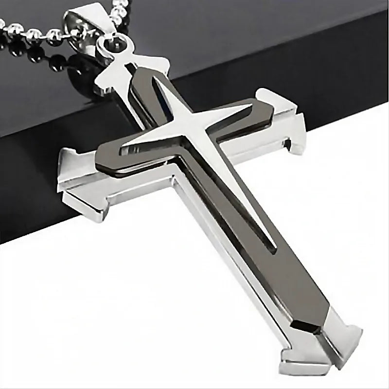 Men's diamond cross pendant necklace fashion trend jewelry gift