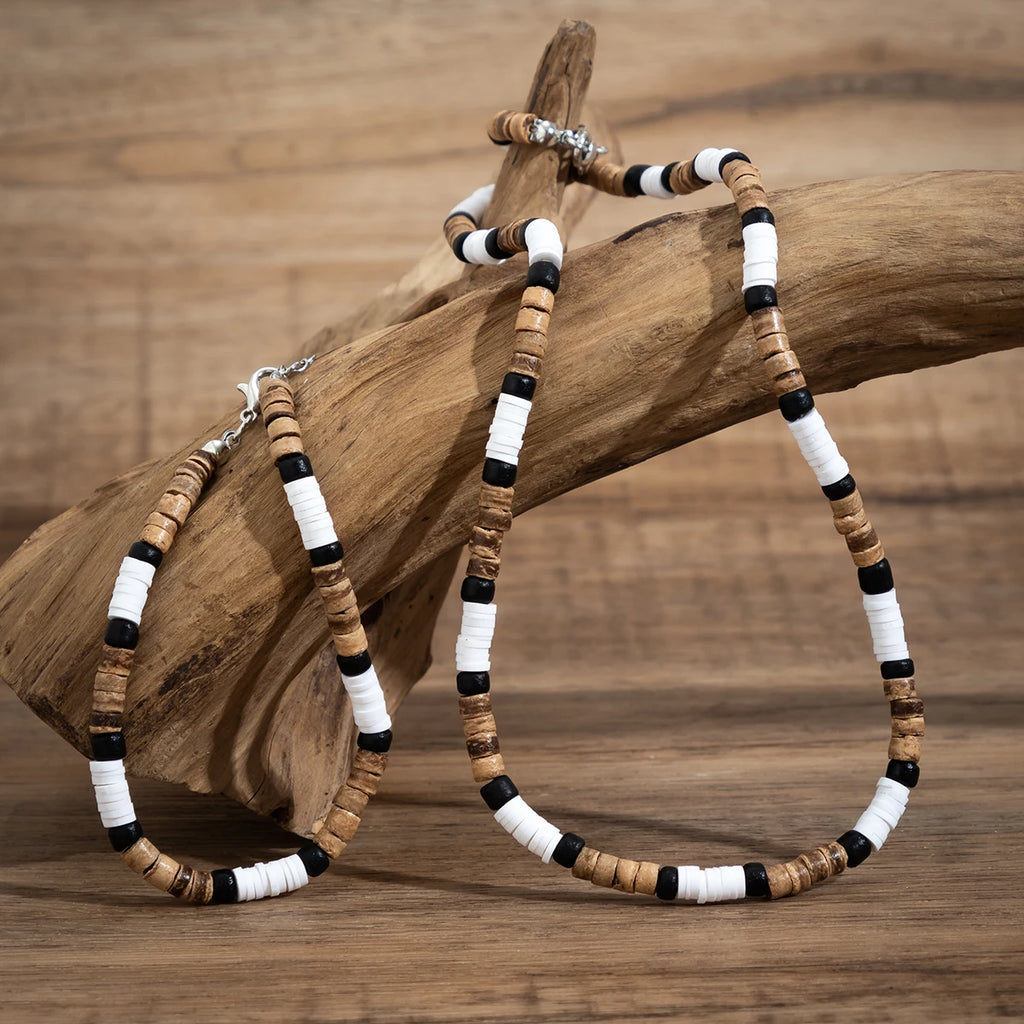 Small Wood and Polymer Clay Beads Chains Necklace and Bracelect Sets