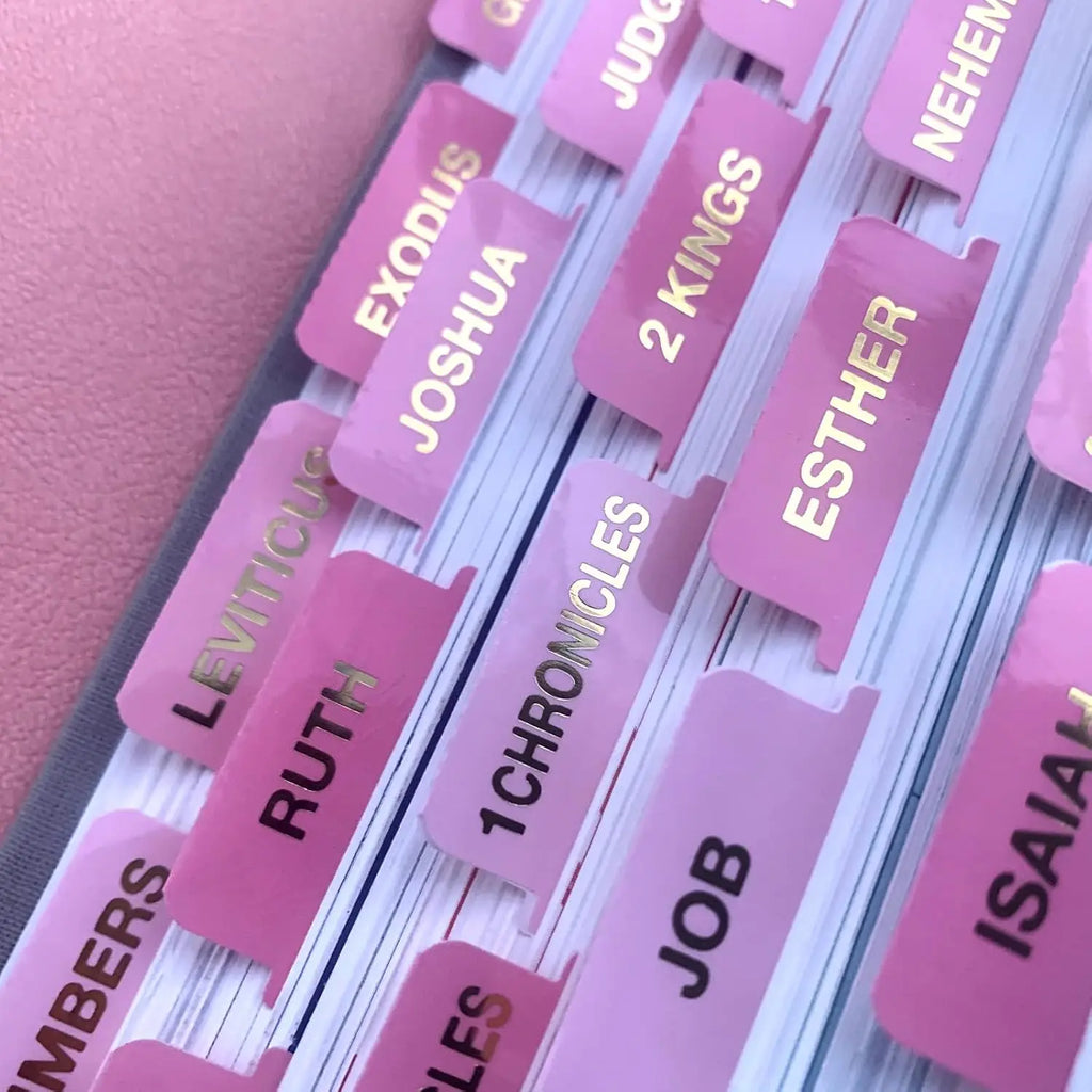 Pink Bible Tabs Large Print Laminated Bible Tabs