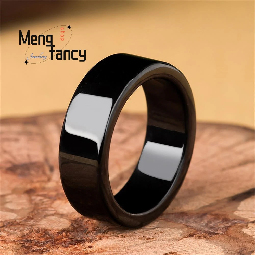 Genuine Natural Jadeite Ink  Rings for Men